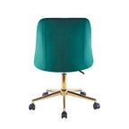 Silla de oficina giratoria de terciopelo con patas cromadas doradas