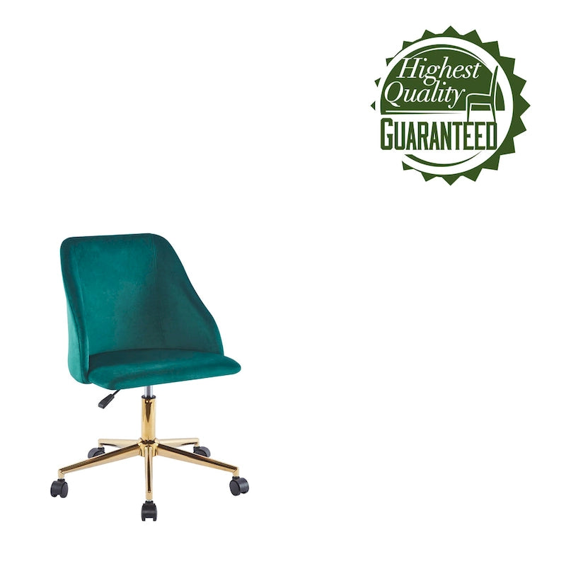 Silla de oficina giratoria de terciopelo con patas cromadas doradas