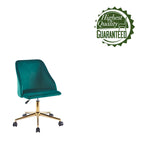 Silla de oficina giratoria de terciopelo con patas cromadas doradas