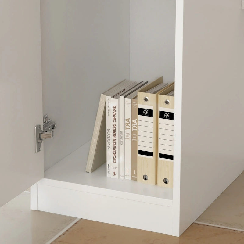Mostrador de recepción rectangular de madera con compartimento iluminado