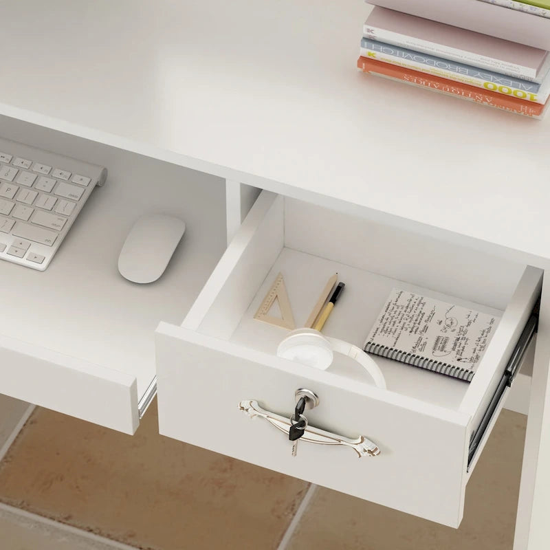 Mostrador de recepción rectangular de madera con compartimento iluminado