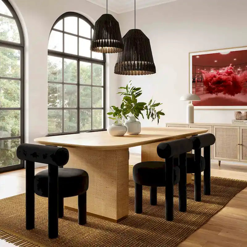 Silla de comedor tapizada en terciopelo