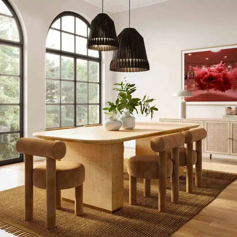 Silla de comedor tapizada en terciopelo