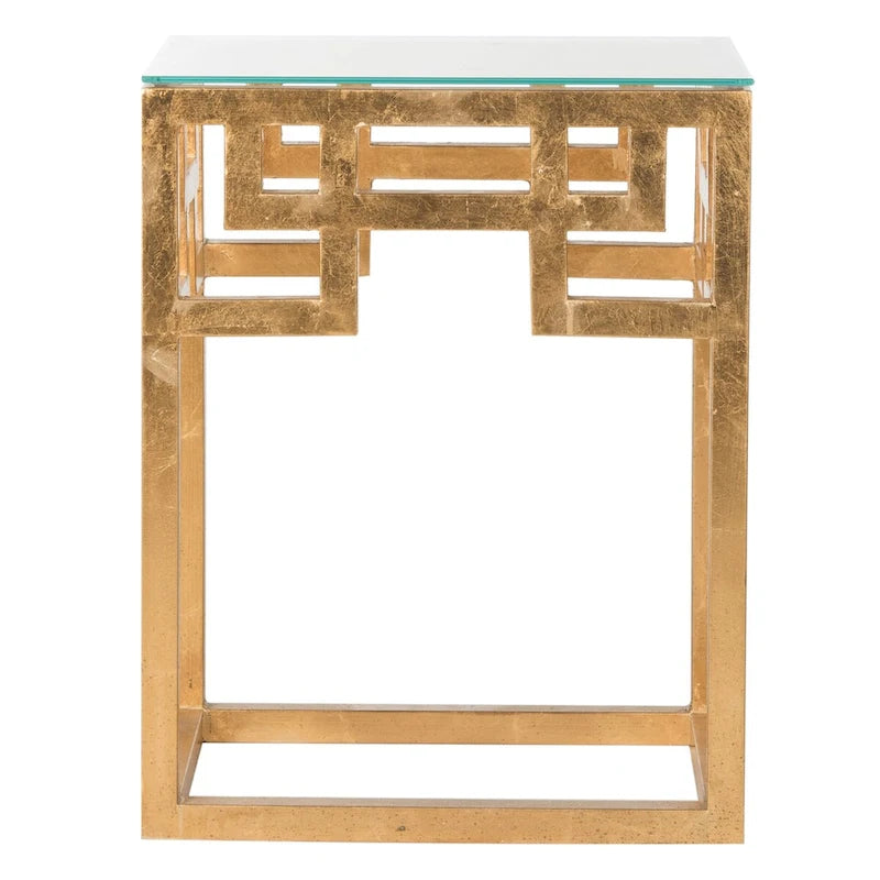 Mesita auxiliar de pan de oro envejecido – 16" An. x 12" Pr. x 21" Al.
