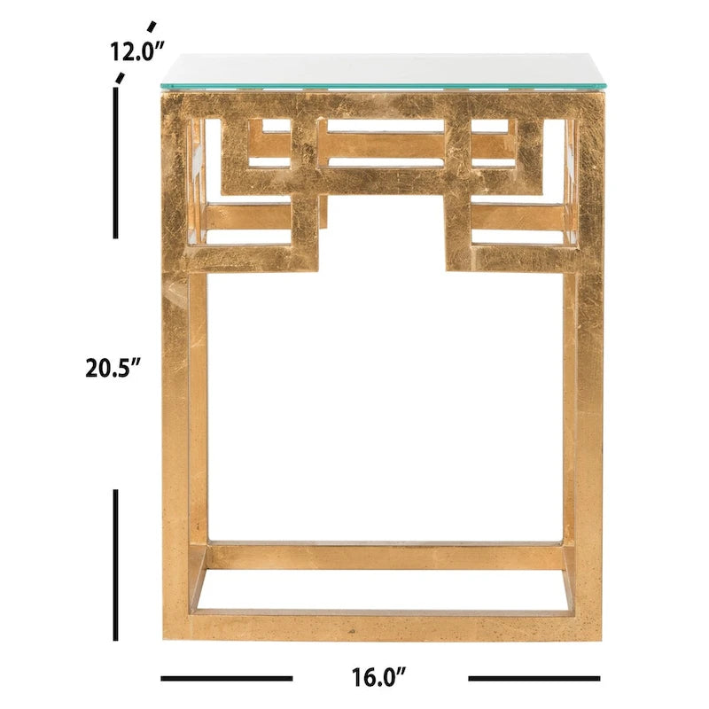 Mesita auxiliar de pan de oro envejecido – 16" An. x 12" Pr. x 21" Al.