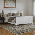 Cama de plataforma de perfil bajo de madera maciza Portland con piecera a juego