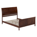 Cama de plataforma de perfil bajo de madera maciza Portland con piecera a juego