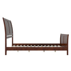 Cama de plataforma de perfil bajo de madera maciza Portland con piecera a juego