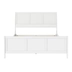 Cama de plataforma de perfil bajo de madera maciza Portland con piecera a juego
