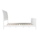 Cama de plataforma de perfil bajo de madera maciza Portland con piecera a juego