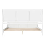 Cama de plataforma de perfil bajo de madera maciza Portland con piecera a juego