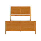 Cama de plataforma de perfil bajo de madera maciza Portland con piecera a juego