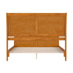 Cama de plataforma de perfil bajo de madera maciza Portland con piecera a juego