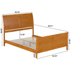 Cama de plataforma de perfil bajo de madera maciza Portland con piecera a juego