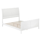 Cama de plataforma de perfil bajo de madera maciza Portland con piecera a juego