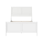 Cama de plataforma de perfil bajo de madera maciza Portland con piecera a juego