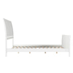 Cama de plataforma de perfil bajo de madera maciza Portland con piecera a juego