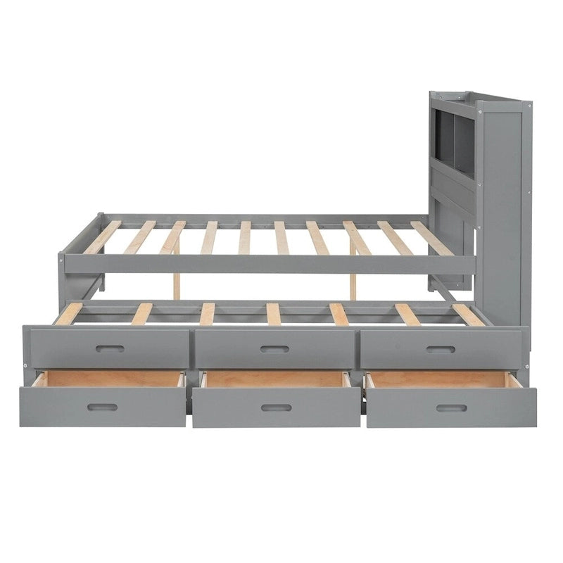 Cama Plataforma Matrimonial con Nido, Cajones y Puertos de Carga USB
