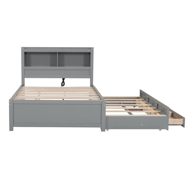 Cama Plataforma Matrimonial con Nido, Cajones y Puertos de Carga USB