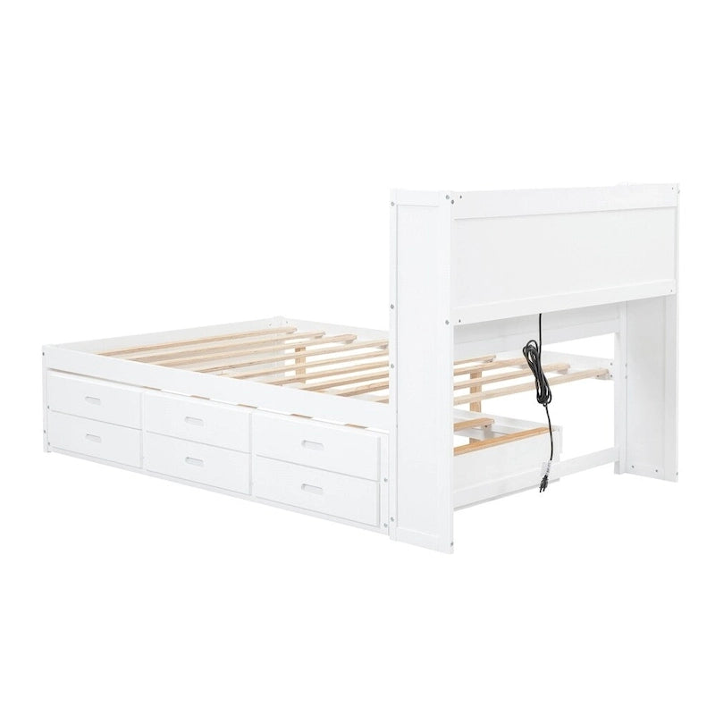 Cama Plataforma Matrimonial con Nido, Cajones y Puertos de Carga USB