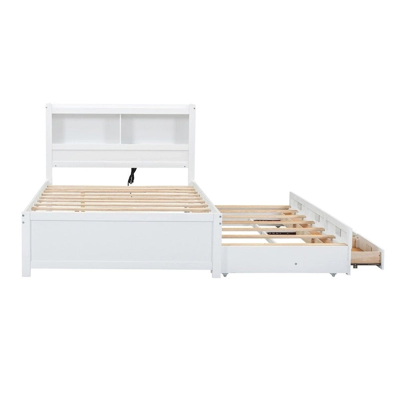 Cama Plataforma Matrimonial con Nido, Cajones y Puertos de Carga USB