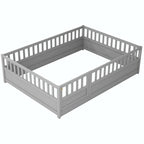 Estructura de cama infantil de madera para el suelo con barandillas de seguridad
