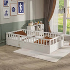 Estructura de cama infantil de madera para el suelo con barandillas de seguridad
