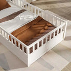 Estructura de cama infantil de madera para el suelo con barandillas de seguridad