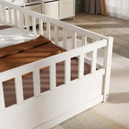 Estructura de cama infantil de madera para el suelo con barandillas de seguridad