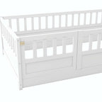 Estructura de cama infantil de madera para el suelo con barandillas de seguridad