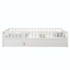 Estructura de cama infantil de madera para el suelo con barandillas de seguridad