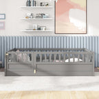Estructura de cama infantil de madera para el suelo con barandillas de seguridad
