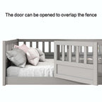 Estructura de cama infantil de madera para el suelo con barandillas de seguridad