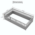 Estructura de cama infantil de madera para el suelo con barandillas de seguridad