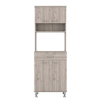 Juego de almacenamiento de cocina de 2 piezas con armario despensa y mesa de pared plegable, gris claro