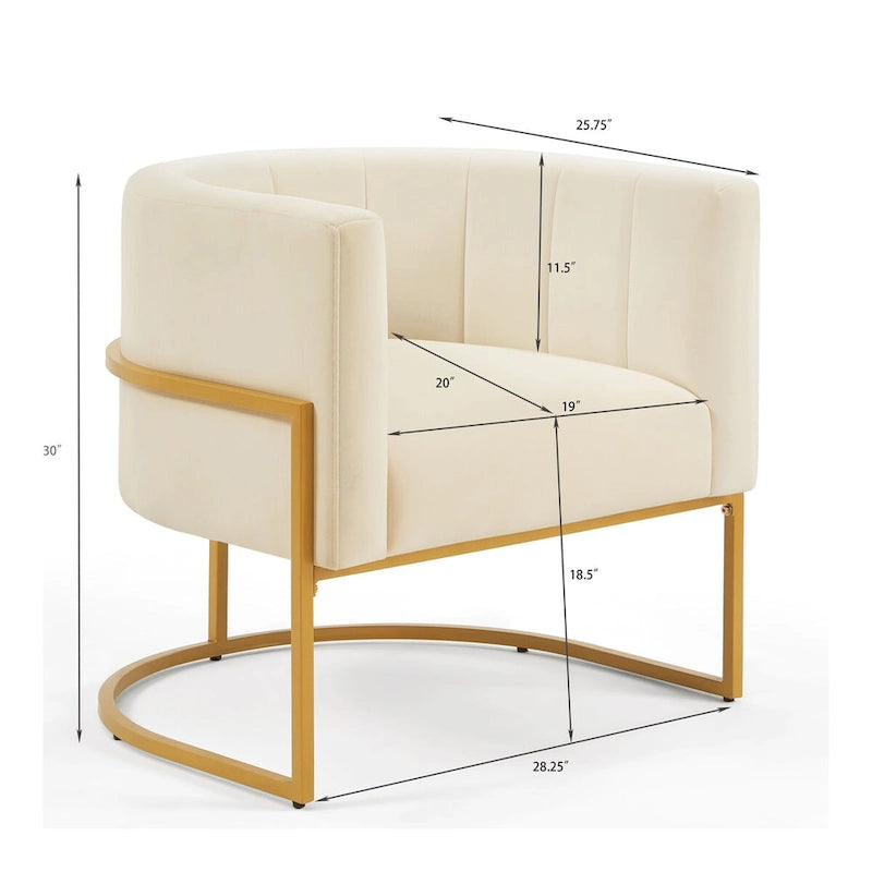 Sillón Acentual de Terciopelo con Respaldo Curvo y Base Metálica