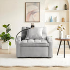 Sofá cama convertible con puertos USB y portavasos