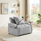 Sofá cama convertible con puertos USB y portavasos