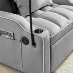 Sofá cama convertible con puertos USB y portavasos