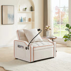 Sofá cama convertible con puertos USB y portavasos