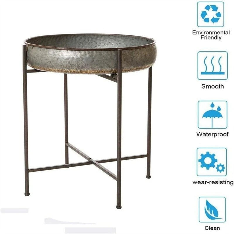 Mesa Auxiliar Plegable de Café de Acero Galvanizado Impermeable - 22.44D x 22.44W x 25.79H