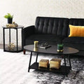Mesa de centro rústica ovalada con estante de almacenamiento - 23.43D x 39.37W x 16.54H
