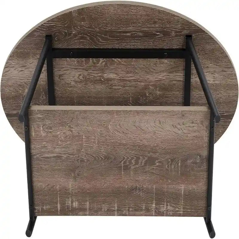 Mesa de centro rústica ovalada con estante de almacenamiento - 23.43D x 39.37W x 16.54H