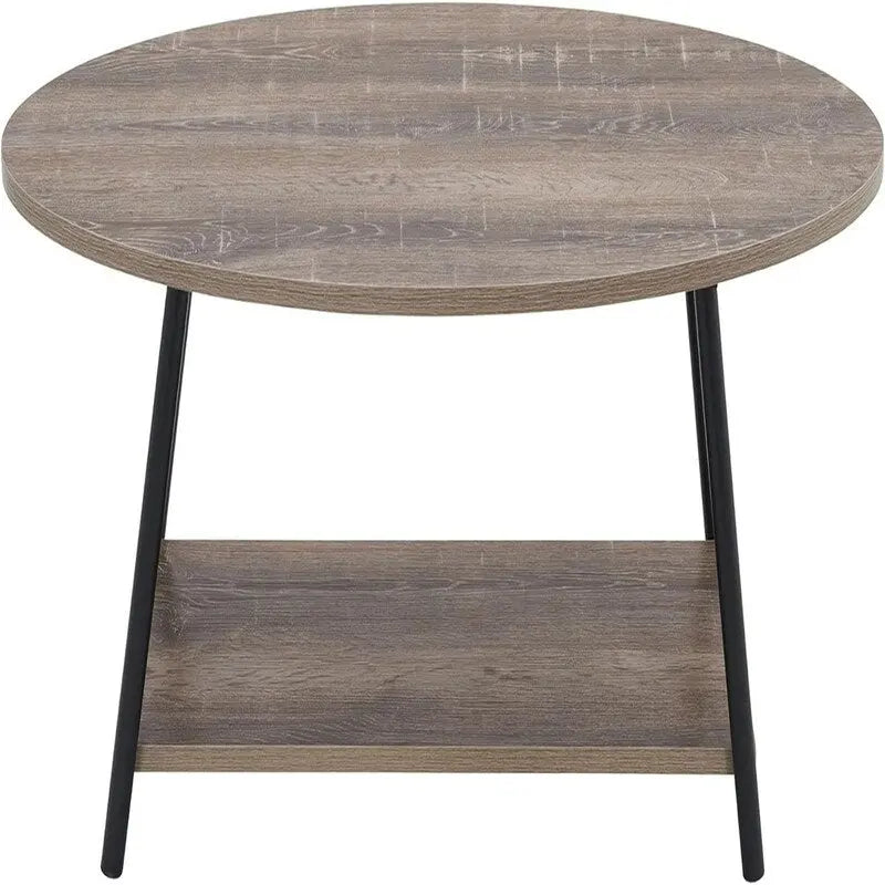 Mesa de centro rústica ovalada con estante de almacenamiento - 23.43D x 39.37W x 16.54H