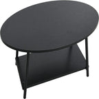 Mesa de centro rústica ovalada con estante de almacenamiento - 23.43D x 39.37W x 16.54H