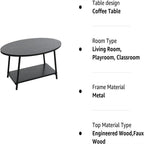 Mesa de centro rústica ovalada con estante de almacenamiento - 23.43D x 39.37W x 16.54H