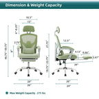 Silla de oficina ergonómica de malla con respaldo alto, soporte lumbar, silla de escritorio para ordenador