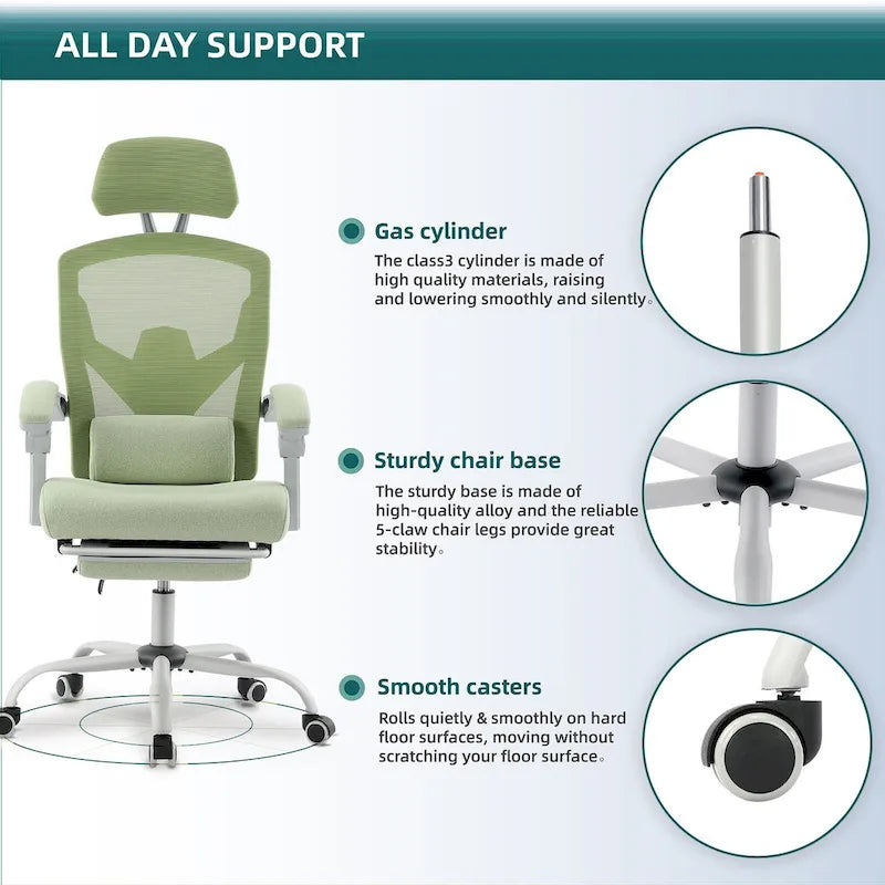 Silla de oficina ergonómica de malla con respaldo alto, soporte lumbar, silla de escritorio para ordenador