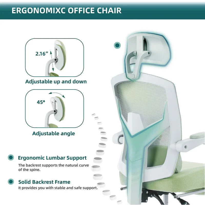 Silla de oficina ergonómica de malla con respaldo alto, soporte lumbar, silla de escritorio para ordenador