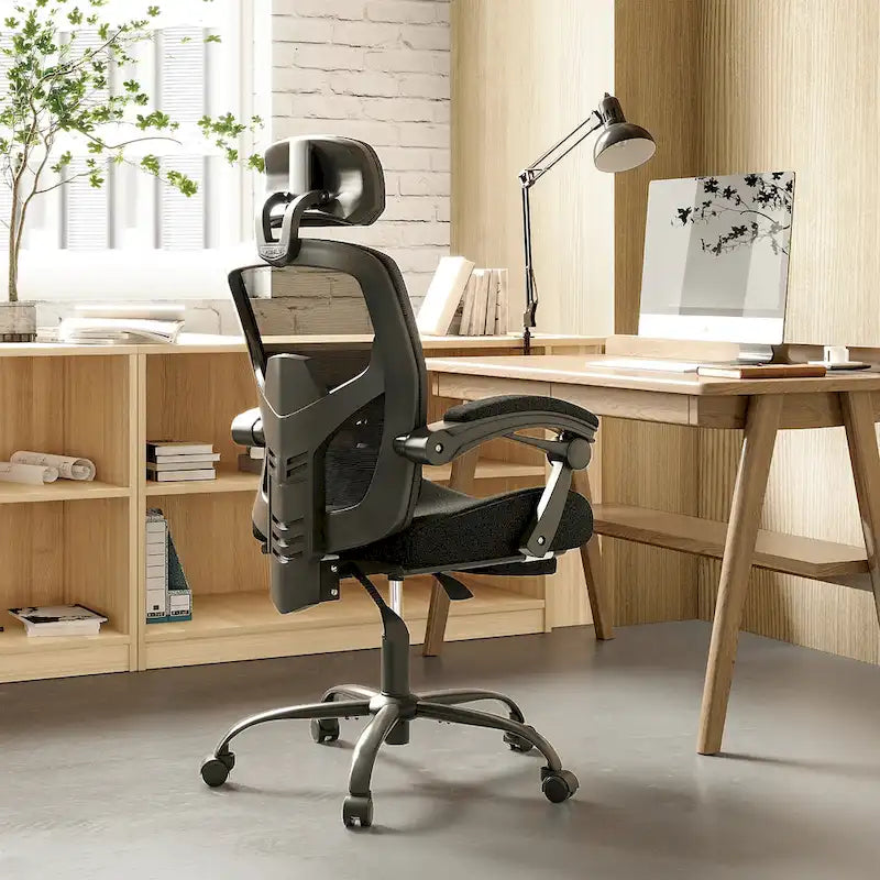 Silla de oficina ergonómica de malla con respaldo alto, soporte lumbar, silla de escritorio para ordenador